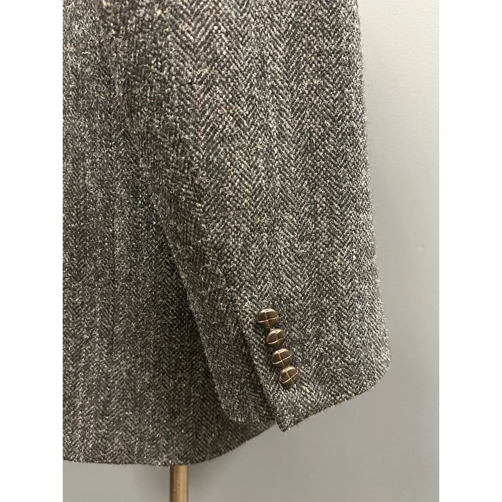 Patrick James Harris Tweed Blazer 42R Blue Gray Herringbone Wool Sport Coat EUC